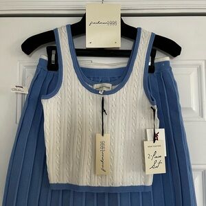 Chic Freshman White and Blue Cable Knit Ensemble